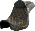 SADDLEMEN Pro Series SDC Performance Seat - w/ Backrest - Gold Stitch - Dyna '06-'17