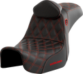 SADDLEMEN Pro Series SDC Performance Seat - w/ Backrest - Red Stitch - Dyna '06-'17