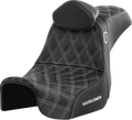 SADDLEMEN Pro Series SDC Performance Seat - w/ Backrest - White Stitch - Dyna '06-'17