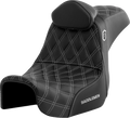 SADDLEMEN Pro Series SDC Performance Seat - w/ Backrest - Silver Stitch - Dyna '06-'17