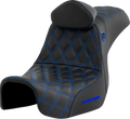 SADDLEMEN Pro Series SDC Performance Seat - w/ Backrest - Blue Stitch - Dyna '06-'17