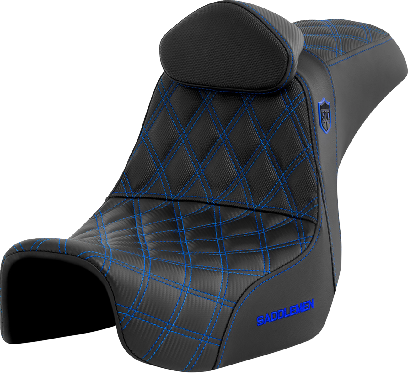 SADDLEMEN Pro Series SDC Performance Seat - w/ Backrest - Blue Stitch - Dyna '06-'17
