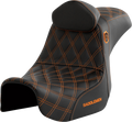 SADDLEMEN Pro Series SDC Performance Seat - w/ Backrest - Orange Stitch - Dyna '06-'17