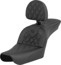SADDLEMEN RoadSofa™ Seat - Lattice Stitch - with Driver Backrest - FXDWG '04-'05