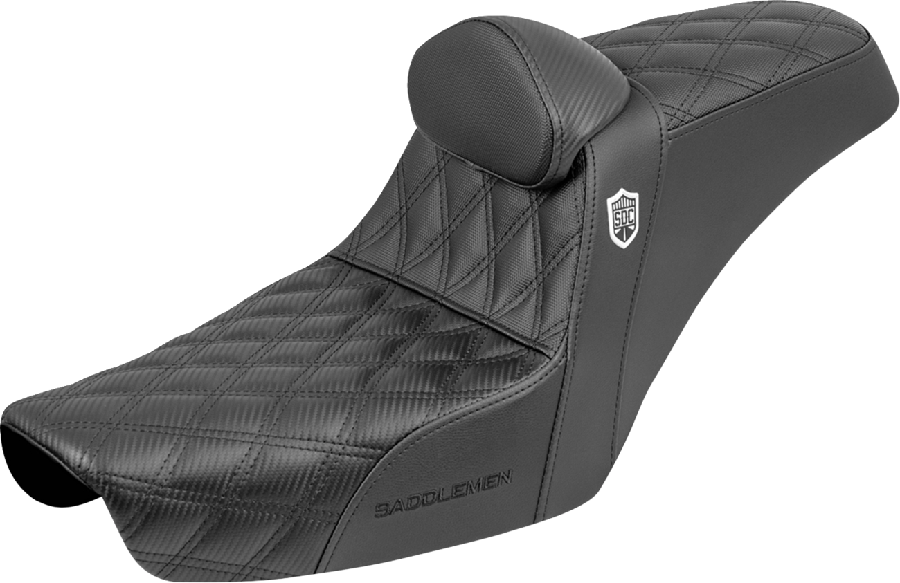 SADDLEMEN Step-Up Seat - Gripper - Black - with Backrest - FXD '96-'03