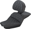 SADDLEMEN Explorer Seat - With Backrest - Lattice Stitched - Black - XL '04-'20