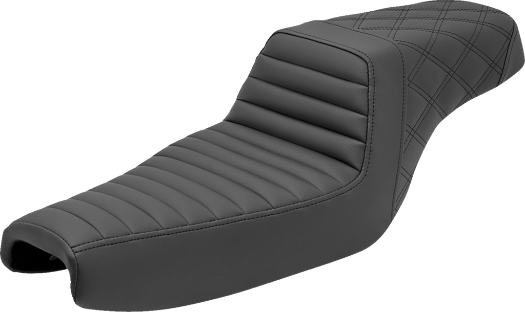 SADDLEMEN Step-Up Seat - Front Tuck-n-Roll/Rear Lattice Stitch - Black