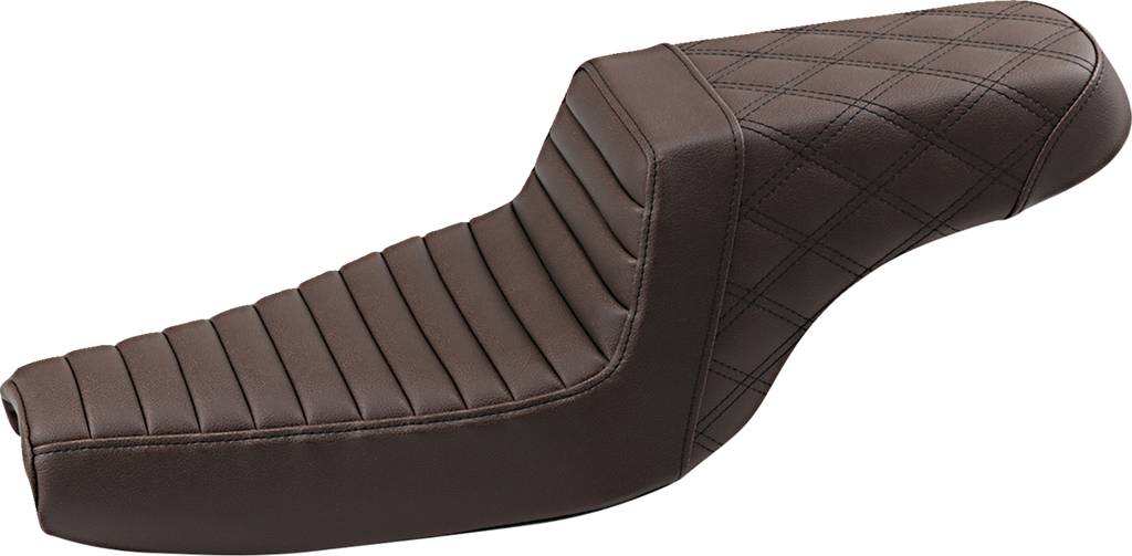 SADDLEMEN Step-Up Seat - Front Tuck-n-Roll/Rear Lattice Stitch - Brown