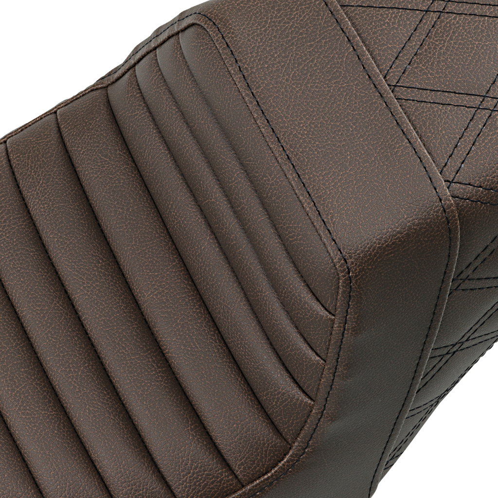 SADDLEMEN Step-Up Seat - Front Tuck-n-Roll/Rear Lattice Stitch - Brown