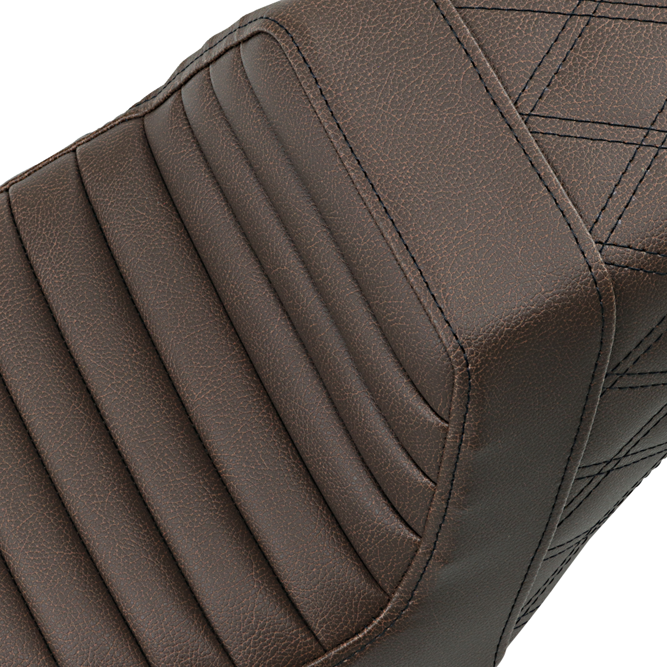 SADDLEMEN Step-Up Seat - Front Tuck-n-Roll/Rear Lattice Stitch - Brown