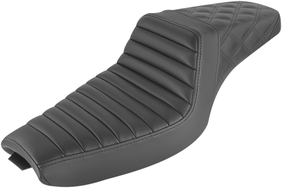 SADDLEMEN Step-Up Seat - Front Tuck-n-Roll/Rear Lattice Stitch - Black