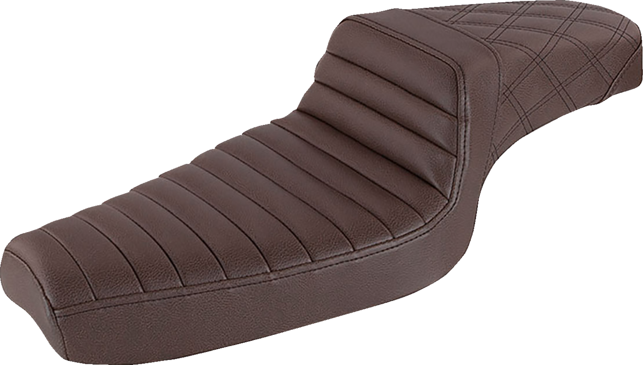 SADDLEMEN Step-Up Seat - Front Tuck-n-Roll/Rear Lattice Stitch - Brown