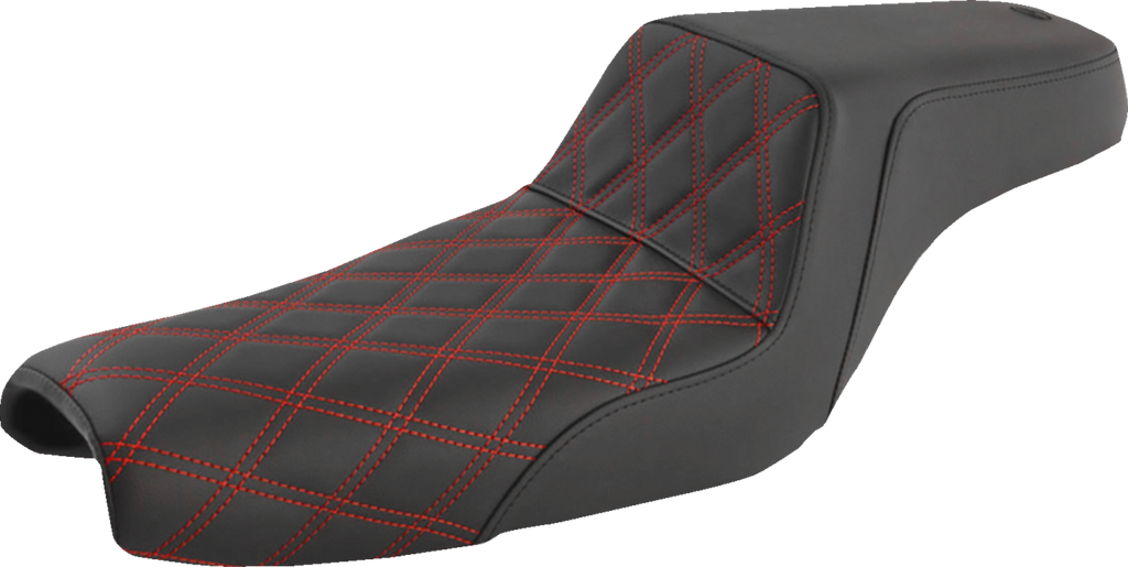 SADDLEMEN Step-Up Seat - Front Lattice Stitch/With Red Stitching - Black - XL