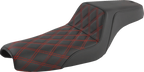 SADDLEMEN Step-Up Seat - Front Lattice Stitch/With Red Stitching - Black - XL