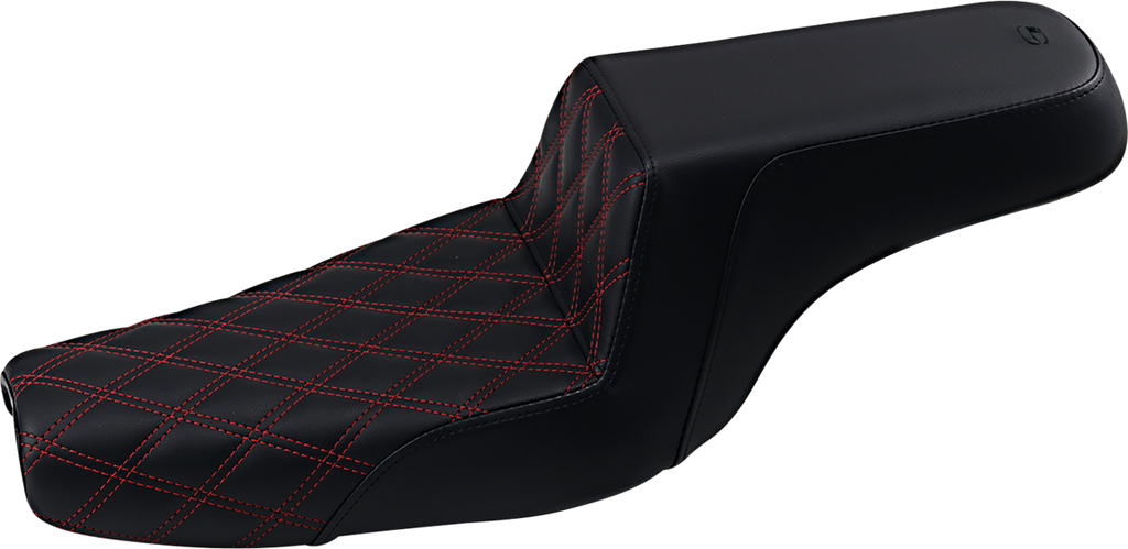 SADDLEMEN Step-Up Seat - Front Lattice Stitch/With Red Stitching - Black - XL