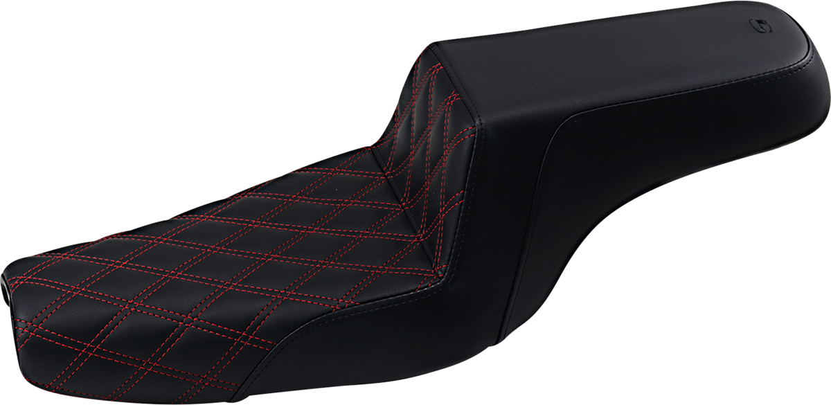 SADDLEMEN Step-Up Seat - Front Lattice Stitch/With Red Stitching - Black - XL