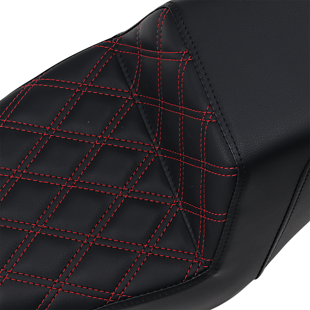 SADDLEMEN Step-Up Seat - Front Lattice Stitch/With Red Stitching - Black - XL