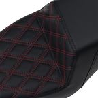 SADDLEMEN Step-Up Seat - Front Lattice Stitch/With Red Stitching - Black - XL