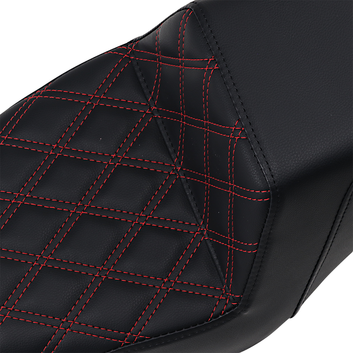 SADDLEMEN Step-Up Seat - Front Lattice Stitch/With Red Stitching - Black - XL