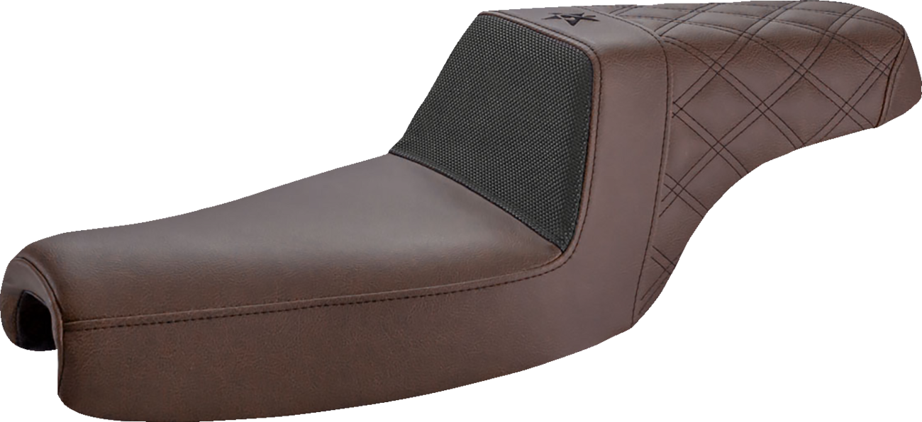 SADDLEMEN Unknown Industries Seat - Front Carbon Fiber/Black Gripper Lumbar/Rear Lattice Stitch - XL '04-'23