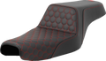 SADDLEMEN Step-Up Seat - Honeycomb - Red Stitching - 3.3 Gal Tank - Sportster '04-'22