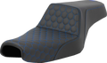 SADDLEMEN Step-Up Seat - Honeycomb - Blue Stitching - 3.3 Gal Tank - Sportster '04-'22