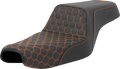 SADDLEMEN Step-Up Seat - Honeycomb - Orange Stitching - 3.3 Gal Tank - Sportster '04-'22