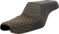 SADDLEMEN Step-Up Seat - Honeycomb - Gold Stitching - 3.3 Gal Tank - Sportster '04-'22
