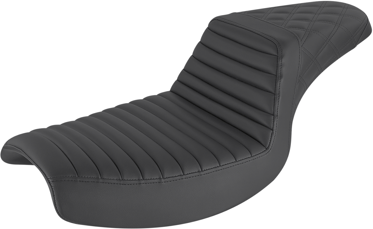 SADDLEMEN Step-Up Seat - Front Tuck-n-Roll/Rear Lattice Stitch - Black
