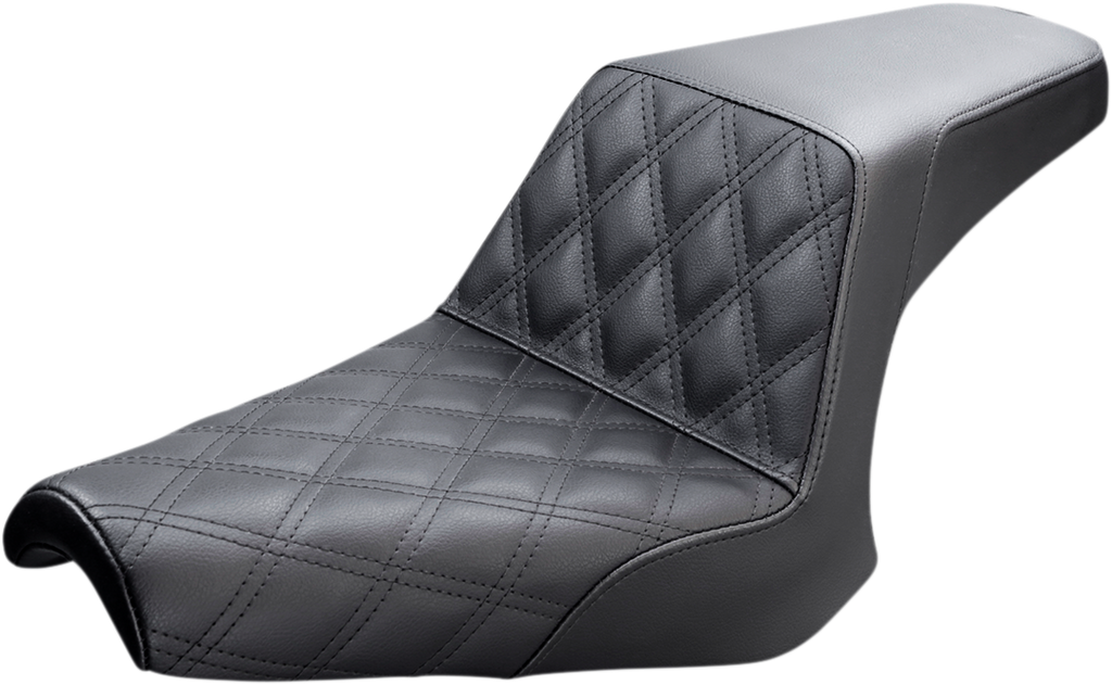 SADDLEMEN Step-Up Seat - Front Lattice Stitch - Black - Bolt '13-'24