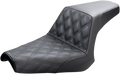 SADDLEMEN Step-Up Seat - Front Lattice Stitch - Black - Bolt '13-'24