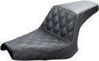 SADDLEMEN Step-Up Seat - Front Lattice Stitch - Black - Bolt '13-'24