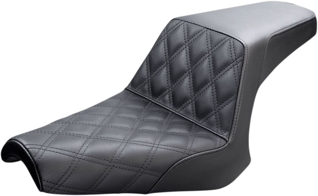 SADDLEMEN Step-Up Seat - Front Lattice Stitch - Black - Bolt '13-'24