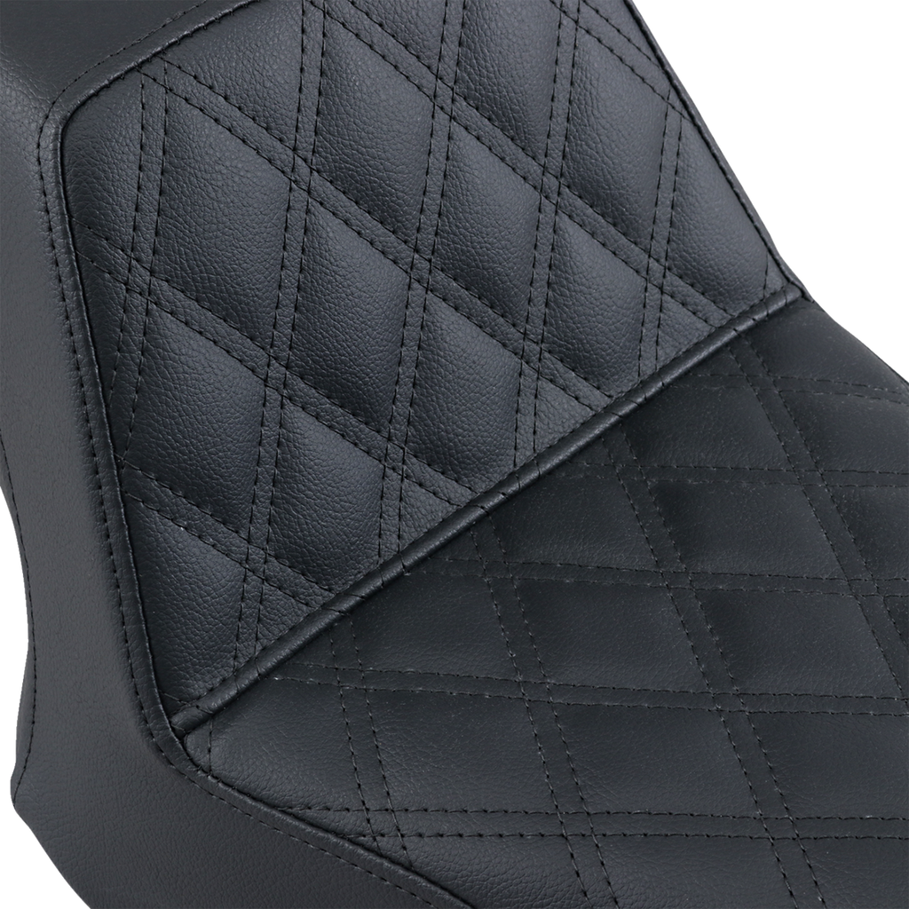 SADDLEMEN Step-Up Seat - Front Lattice Stitch - Black - Bolt '13-'24