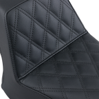 SADDLEMEN Step-Up Seat - Front Lattice Stitch - Black - Bolt '13-'24