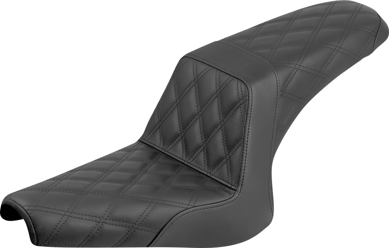 SADDLEMEN Step-Up Seat - Full Lattice Stitch - Black - Bolt '13-'24
