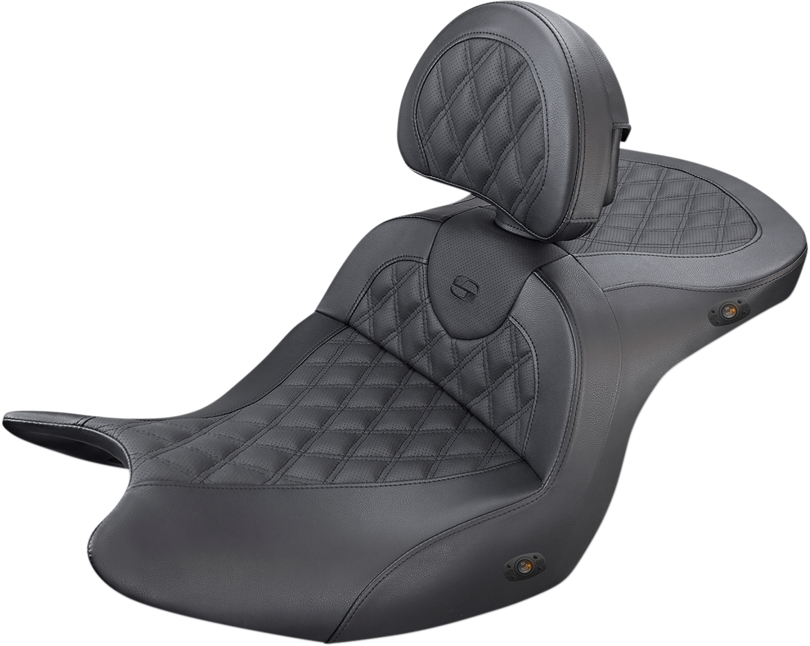 SADDLEMEN Heated Roadsofa™ Seat - Lattice Stitch - w/ Backrest - GL