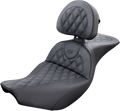 SADDLEMEN Roadsofa™ Seat - with Backrest - Lattice Stitch - Black - Indian '14-'24