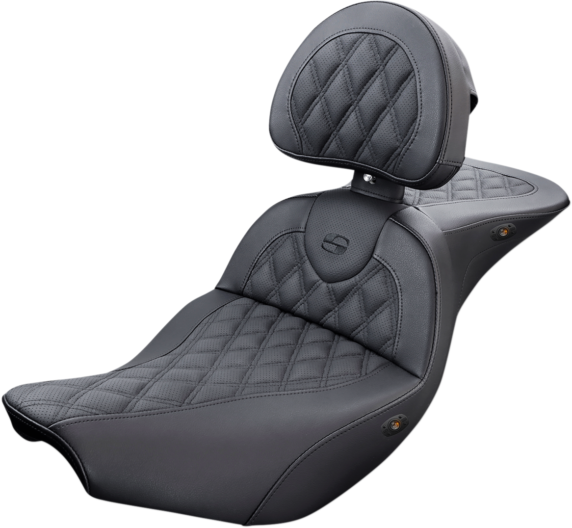 SADDLEMEN Heated Roadsofa™ Seat - Lattice Stitch w/ Backrest - Indian