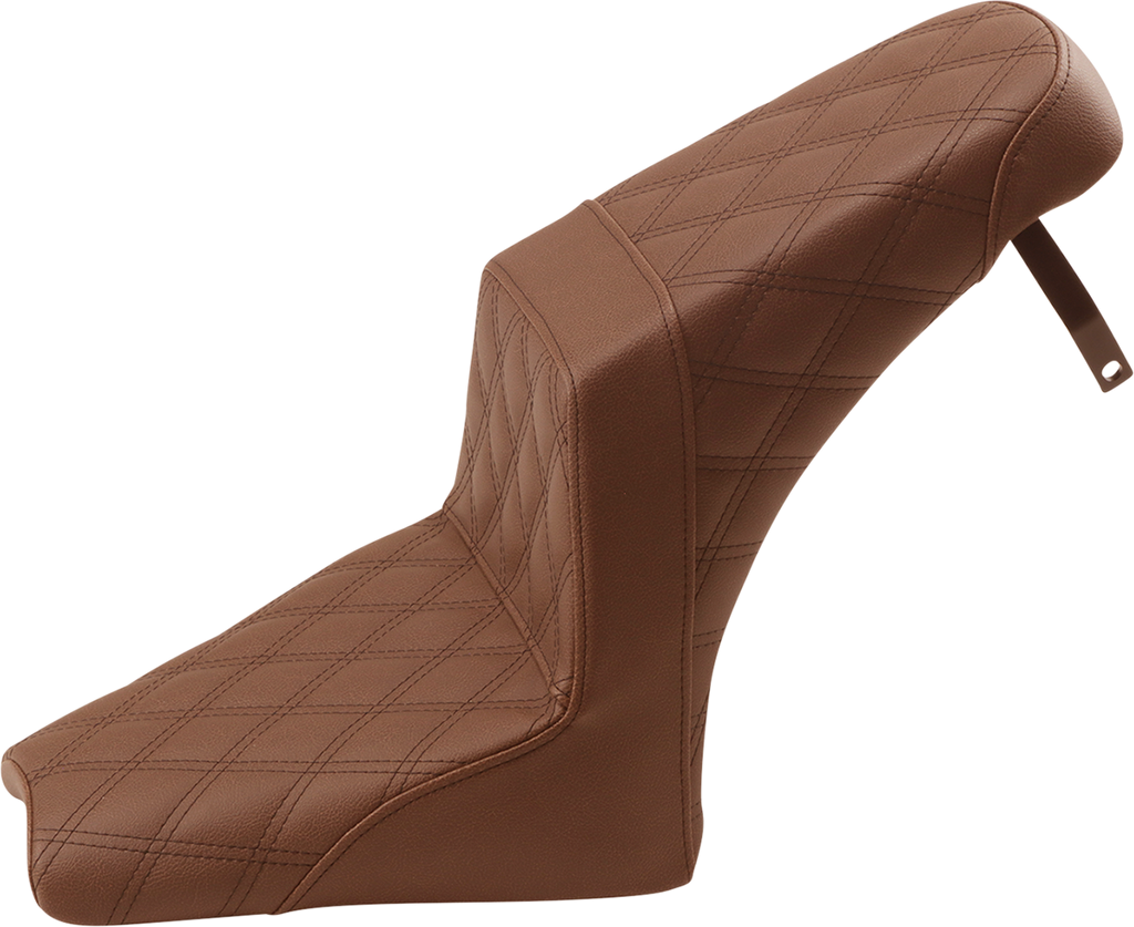 SADDLEMEN Step-Up Seat - Full Lattice Stitch - Brown - Scout Bobber