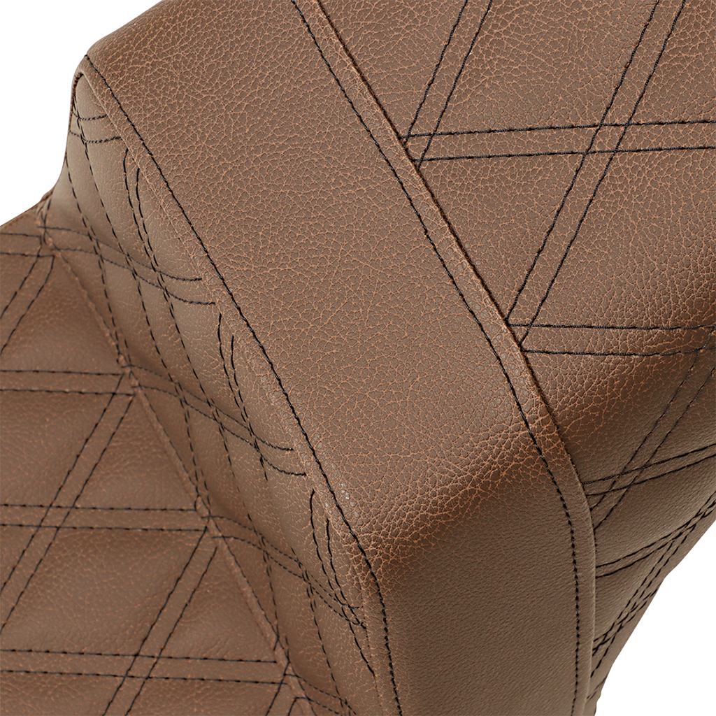 SADDLEMEN Step-Up Seat - Full Lattice Stitch - Brown - Scout Bobber