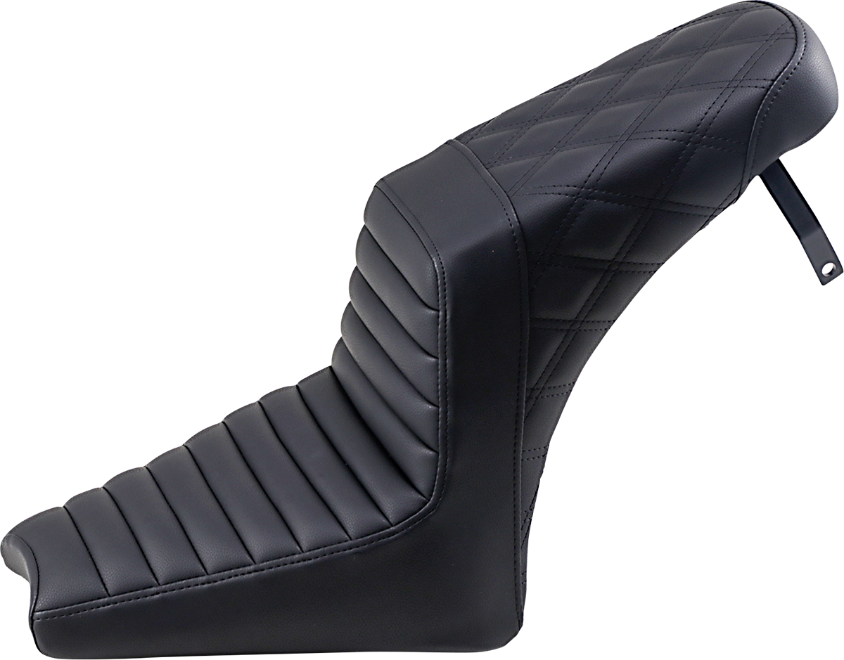 SADDLEMEN Step-Up Seat - Front Tuck-n-Roll/Rear Lattice Stitch - Black - Scout '18-'24
