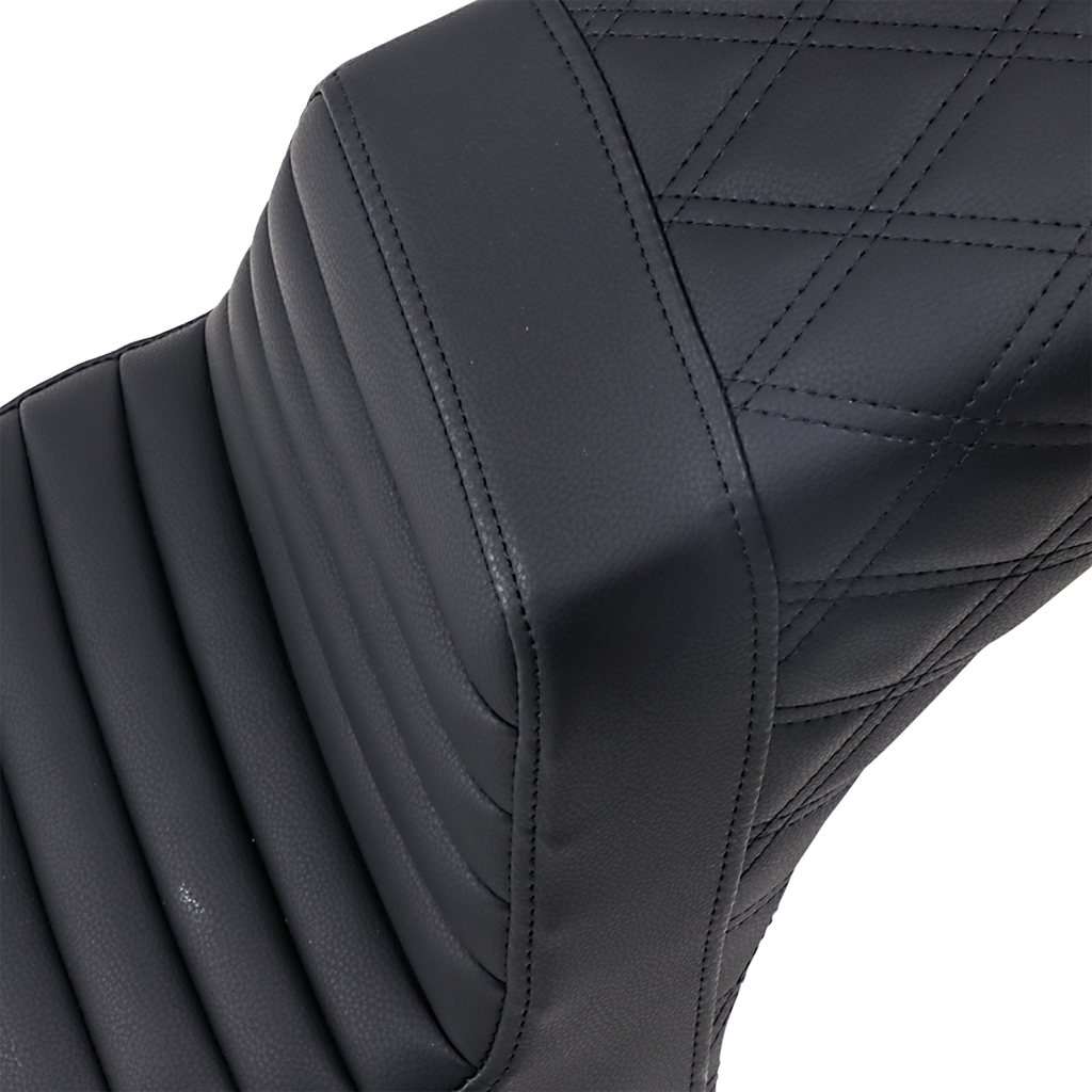 SADDLEMEN Step-Up Seat - Front Tuck-n-Roll/Rear Lattice Stitch - Black - Scout '18-'24