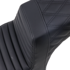 SADDLEMEN Step-Up Seat - Front Tuck-n-Roll/Rear Lattice Stitch - Black - Scout '18-'24