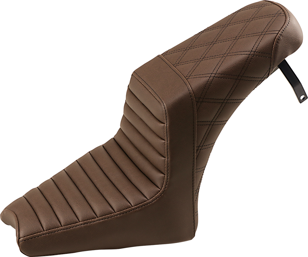 SADDLEMEN Step-Up Seat - Front Tuck-n-Roll/Rear Lattice Stitch - Brown - Scout '18-'24