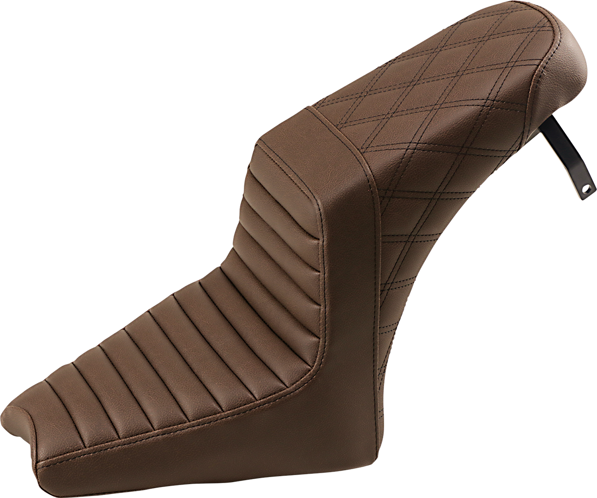 SADDLEMEN Step-Up Seat - Front Tuck-n-Roll/Rear Lattice Stitch - Brown - Scout '18-'24