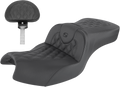 SADDLEMEN Roadsofa™ Seat - With Backrest - Full Lattice Stitch - Black - Indian