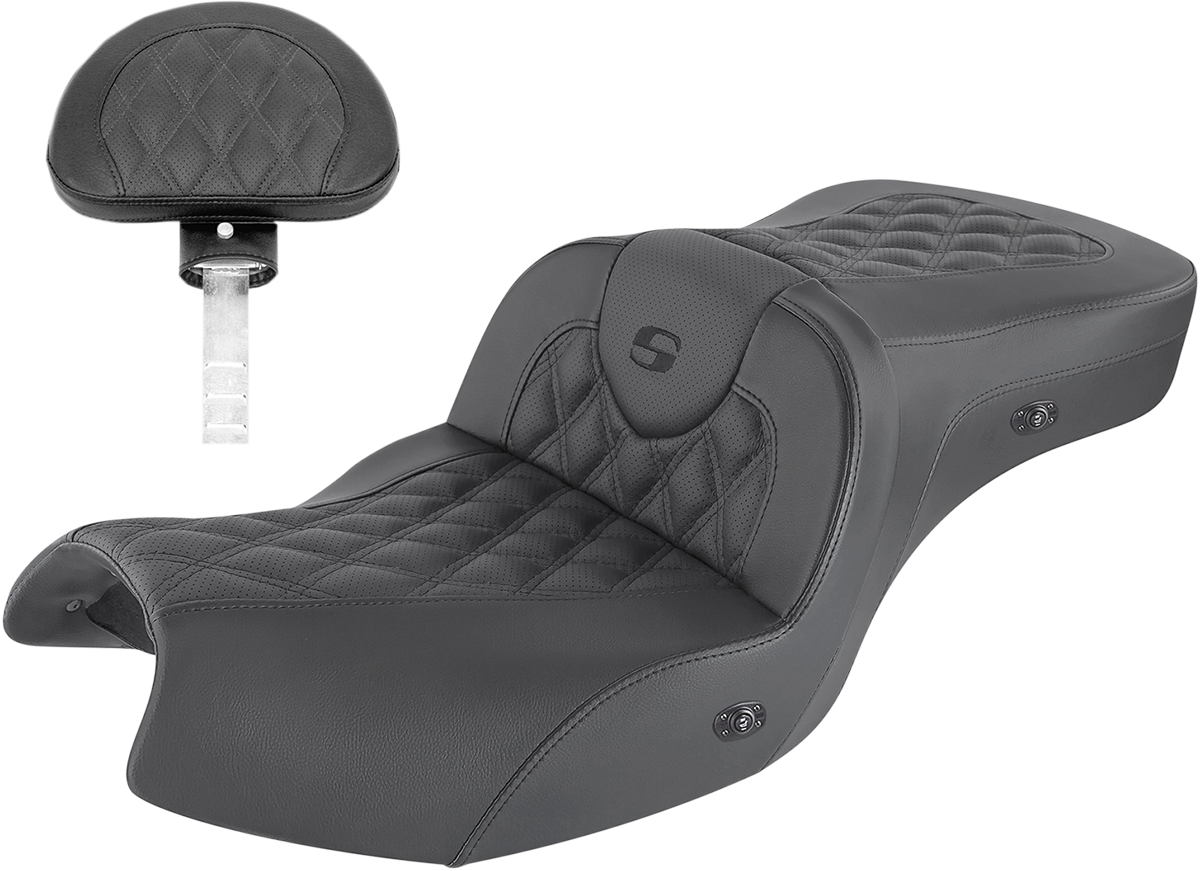 SADDLEMEN Heated Roadsofa™ Seat - Lattice Stitch - w/ Backrest - GL