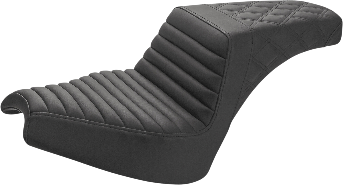 SADDLEMEN Step-Up Seat - Front Tuck-n'-Roll/Rear Lattice Stitch - Black - Chief