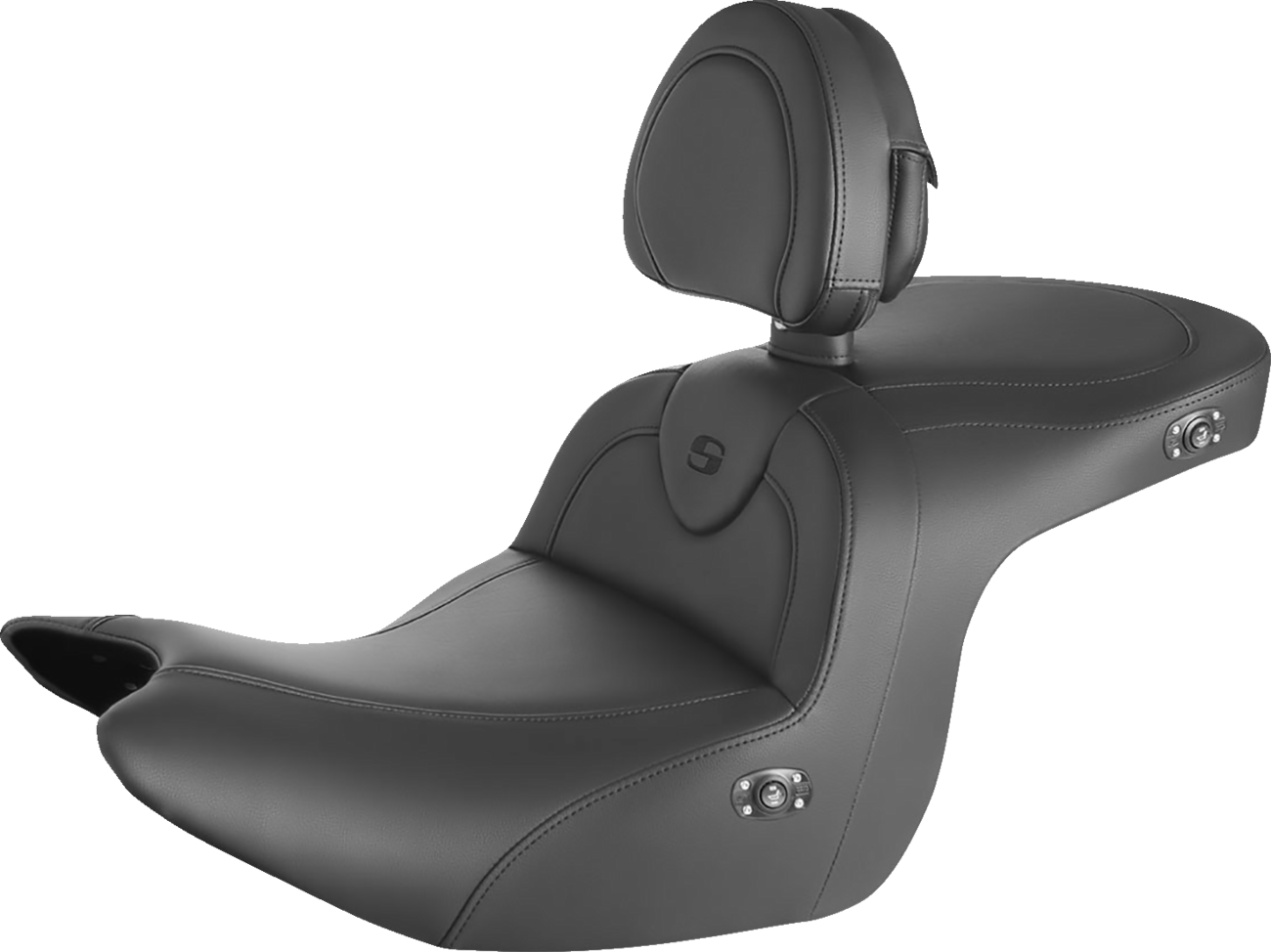 SADDLEMEN RoadSofa™ Seat - with Backrest - Black w/ Black Stitching - Heated - GL1800 '18-'24